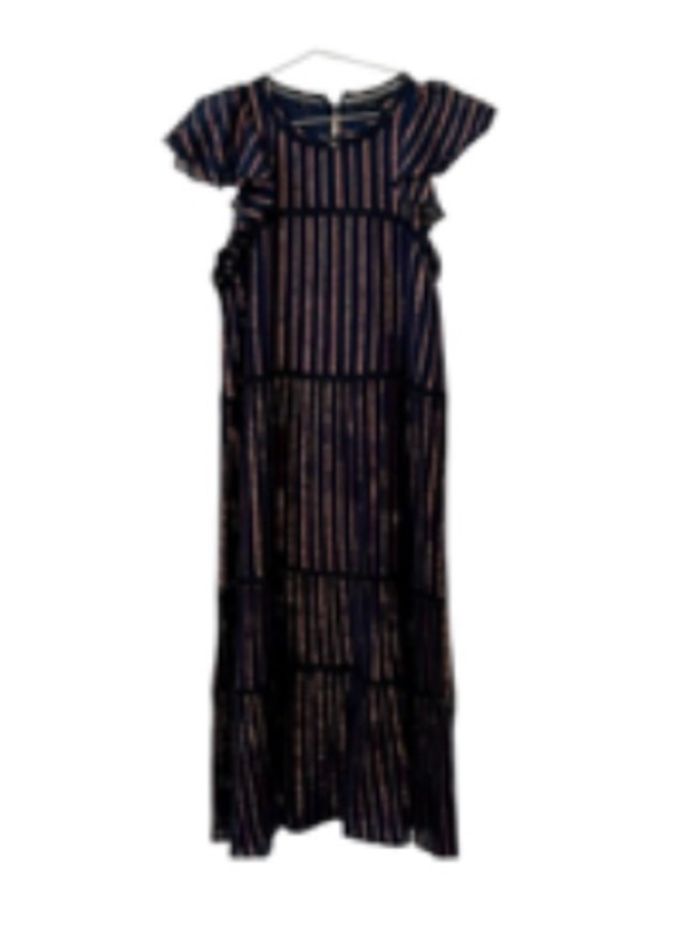 Tintoretto blue maxi dress with metallic gold threads side large